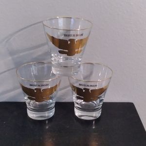 Vintage 22kt Gold American Eagle Whiskey Tumblers